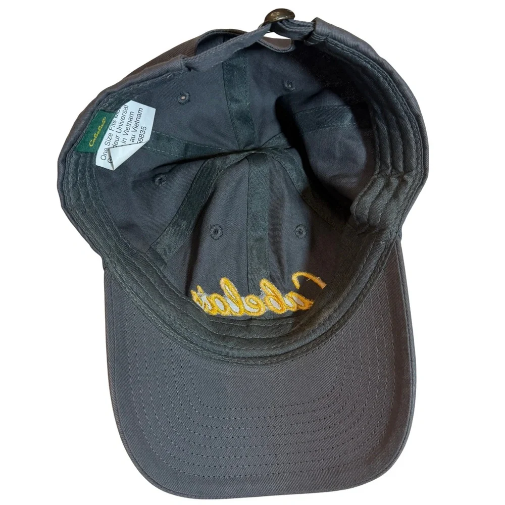 Cabela's Club Cap Embroidered Strap Back Gray Yellow Outdoor Hunting Dad Hat OSF